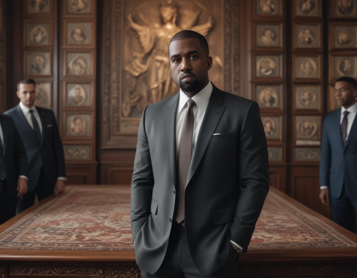 Kanye West at a campaign rally, with a sea of diverse supporters