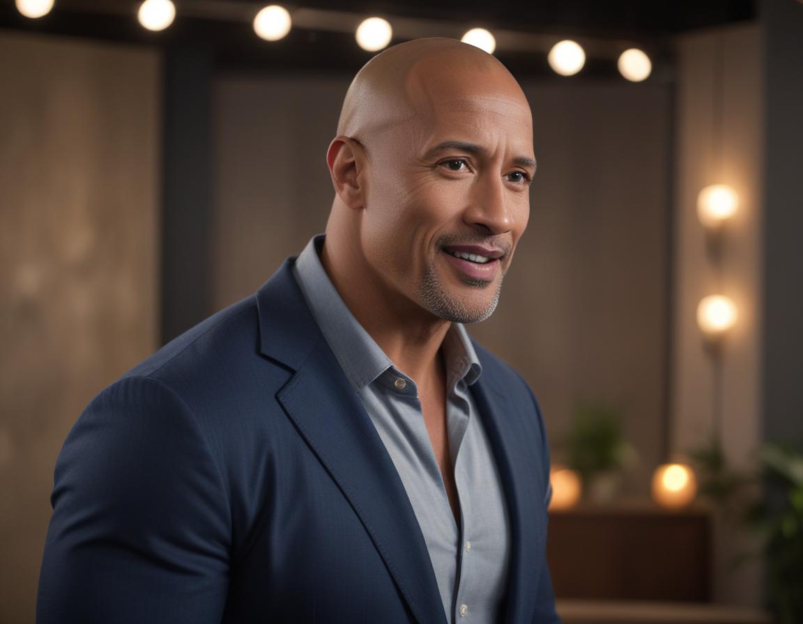 Dwayne Johnson during an animated studio interview
