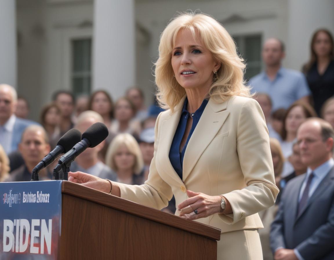 Dr. Jill Biden addressing reporters in a Q&A session