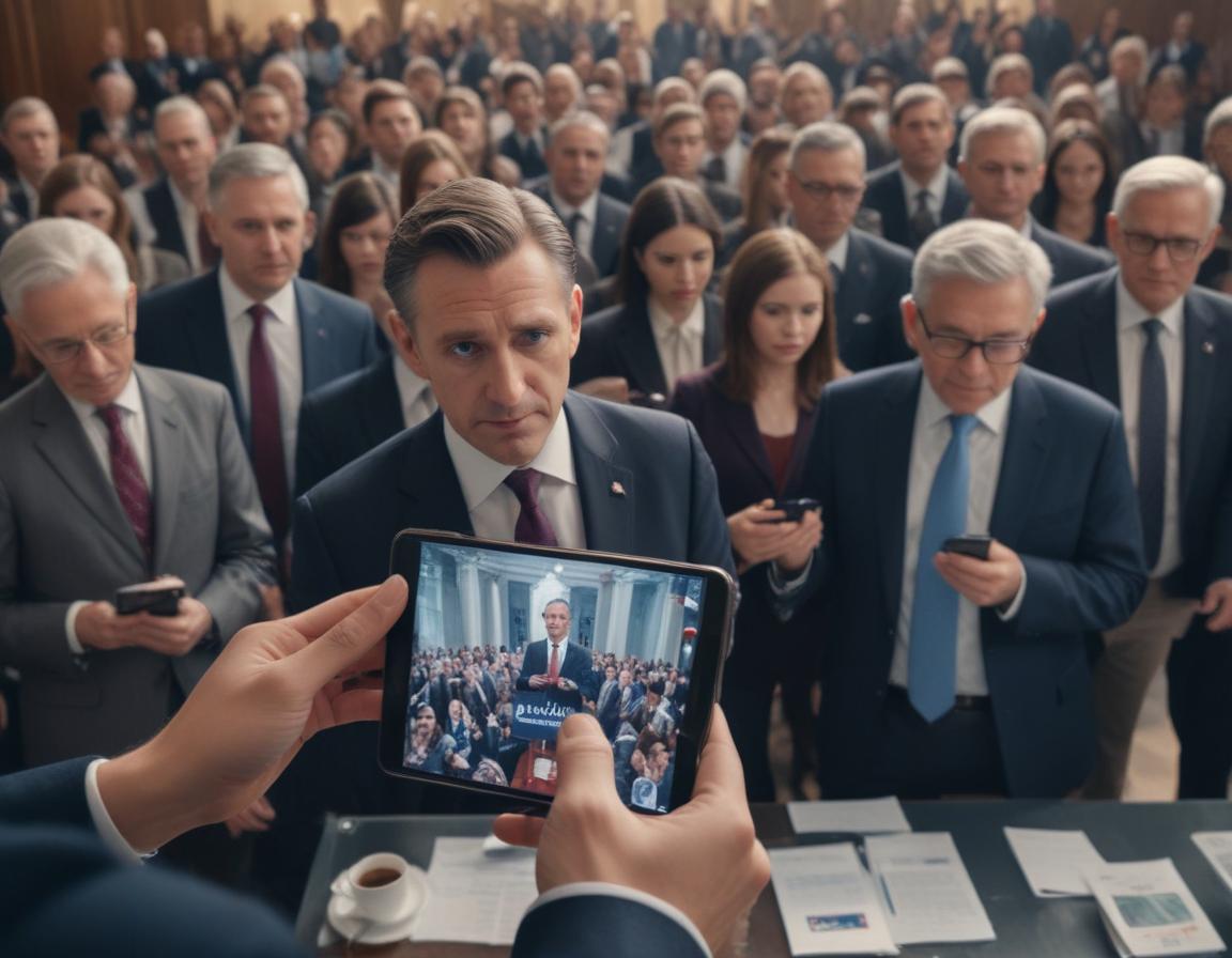 People engaging with social media showing political hashtags and posts